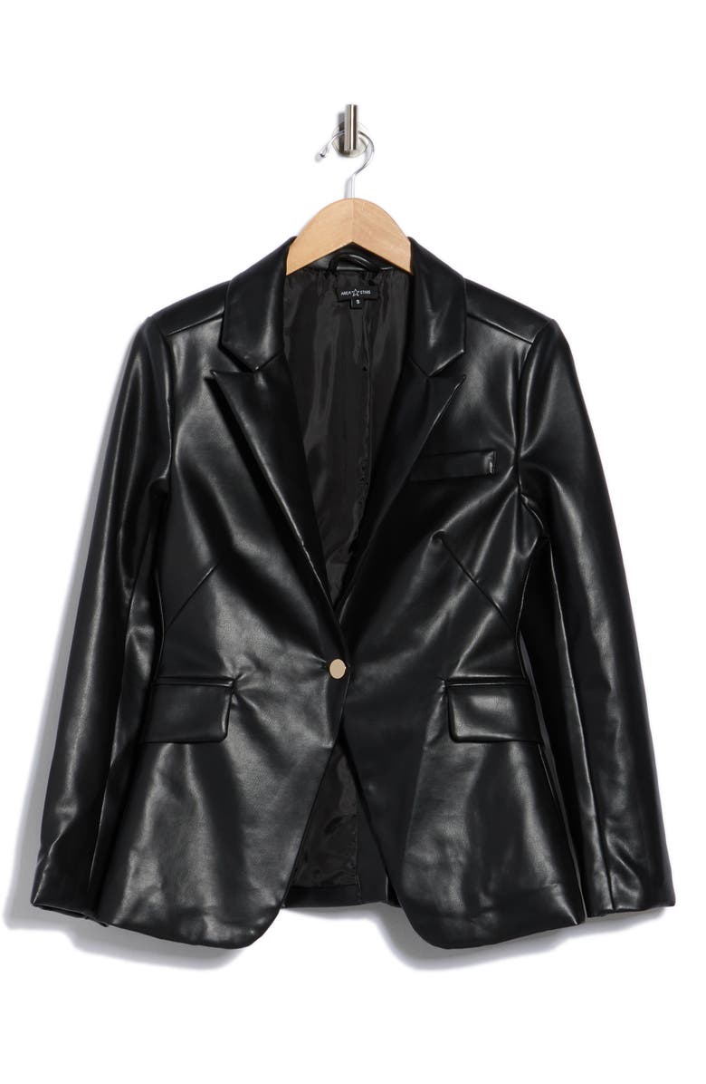 AREA STARS Ana Faux Leather Blazer, Alternate, color, Black