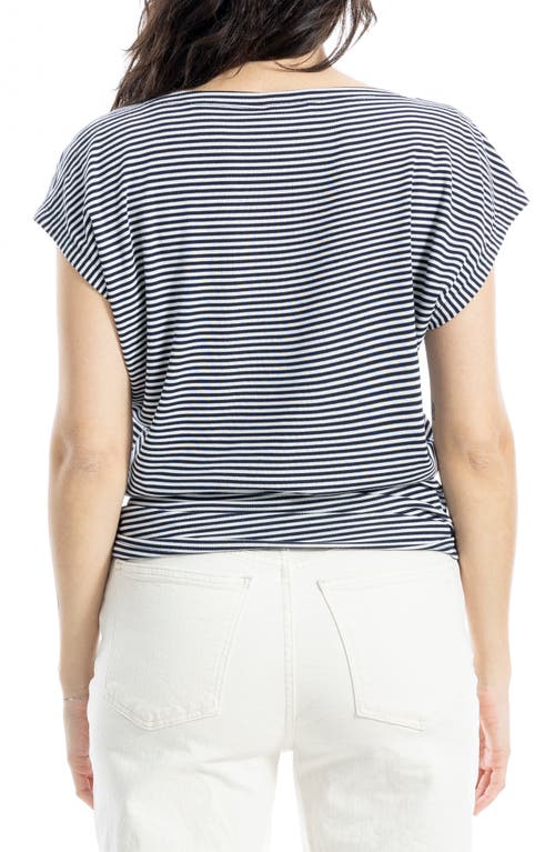 MAX STUDIO MAX STUDIO STRIPE BOAT NECK CAP SLEEVE TOP 