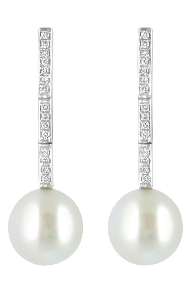 EFFY Sterling Silver Diamond & 8mm Freshwater Pearl Drop Earrings, Main, color, White