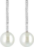 EFFY Sterling Silver Diamond & 8mm Freshwater Pearl Drop Earrings
