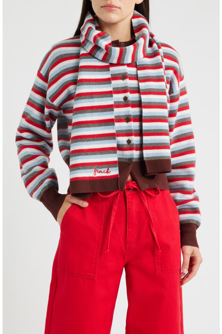 Shibuya Striped Cardigan, Main, color, ROUGE