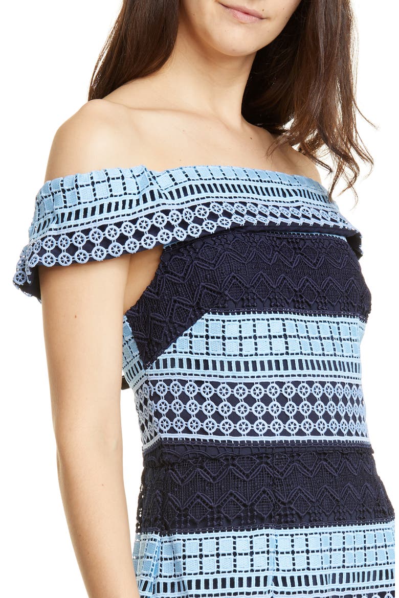 Off-the-Shoulder Lace Dress, Alternate, color, BRIGHT BLUE