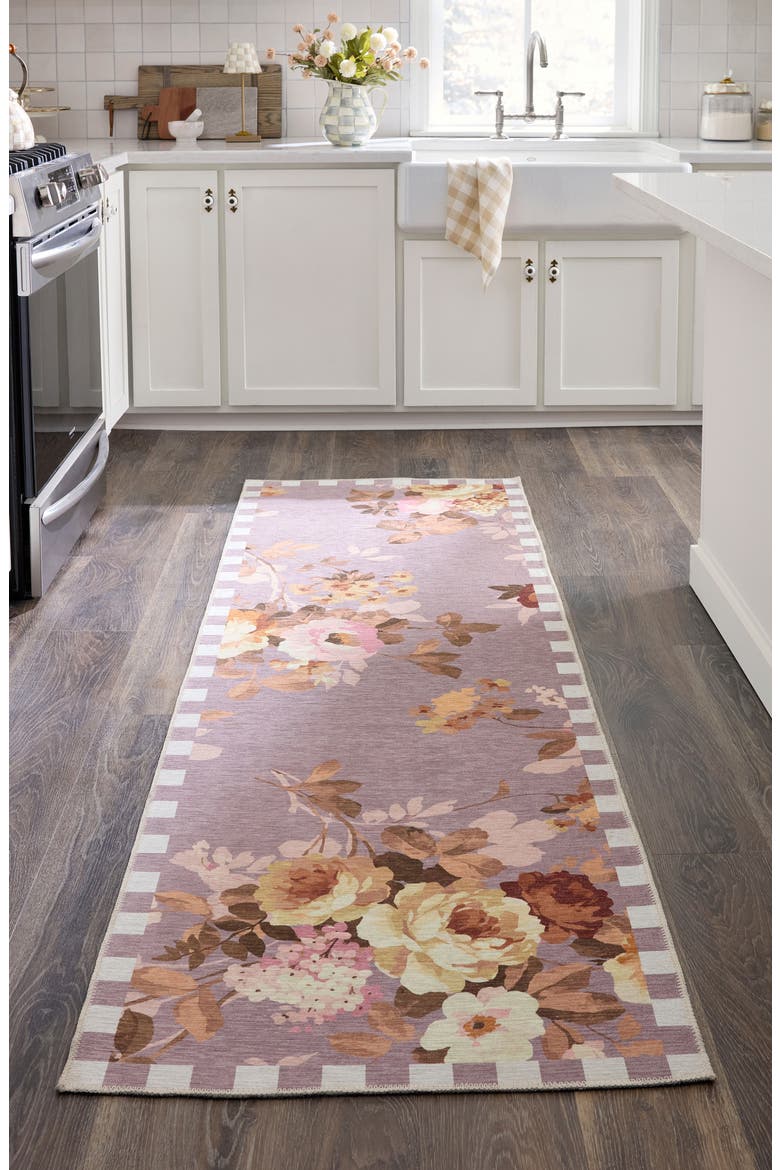 Taupe Wild Rose Washable Rug, Alternate, color, TAUPE