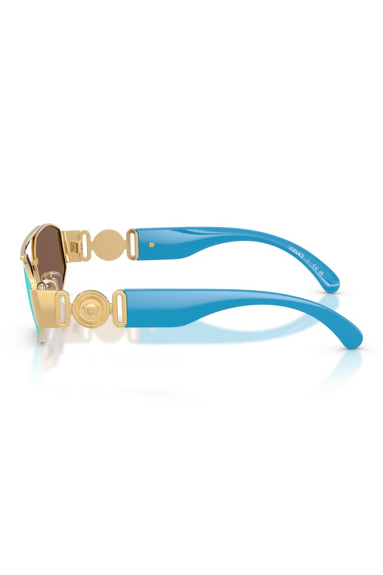 Kids' 50mm Rectangular Sunglasses, Alternate, color, GOLD / LIGHT GREEN MIRROR BLUE