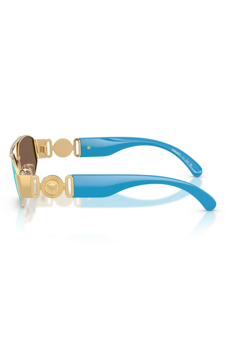 Versace Kids' 50mm Rectangular Sunglasses, Alternate, color, Gold / Light Green Mirror Blue