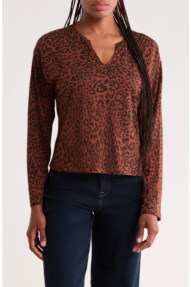 Relaxed Notch Neck T-Shirt, Main, color, CLOVE BROWN