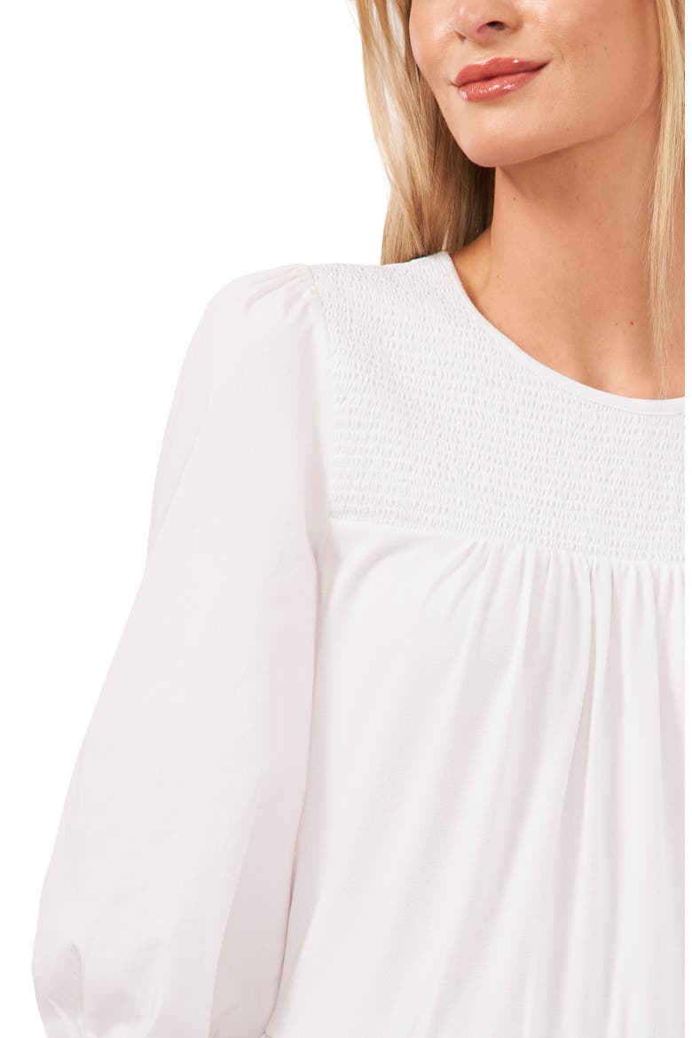 Mixed Media Ruffle Long Sleeve Top, Alternate, color, ULTRA WHITE