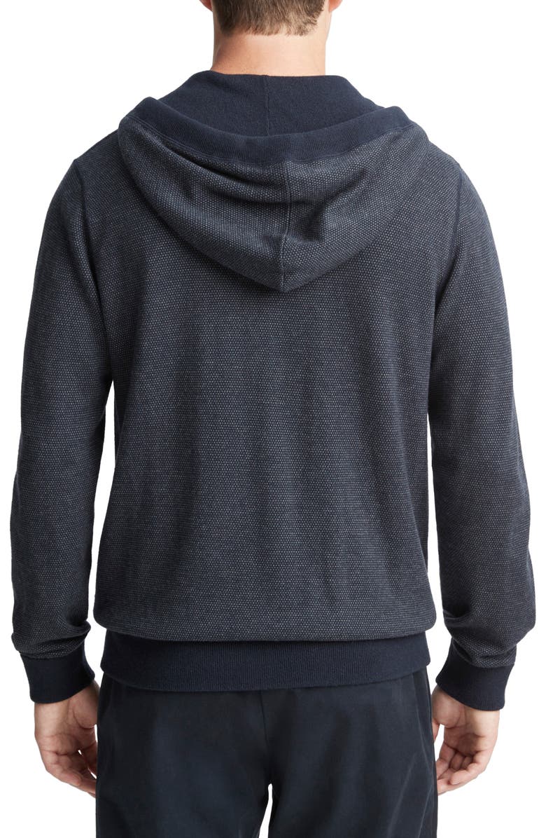 Vince Bird's Eye Wool Blend Zip Hoodie, Alternate, color, 
