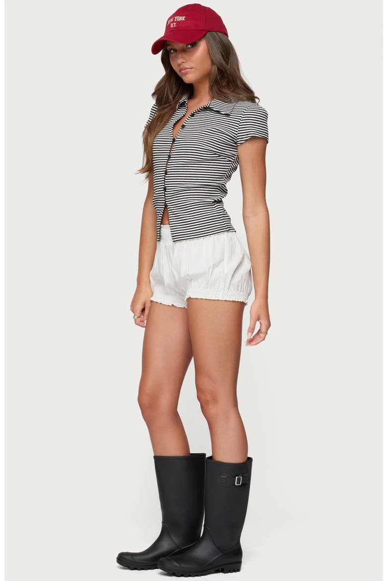 Beau Stripe Rib Button-Up Shirt, Alternate, color, BLACK-AND-WHITE