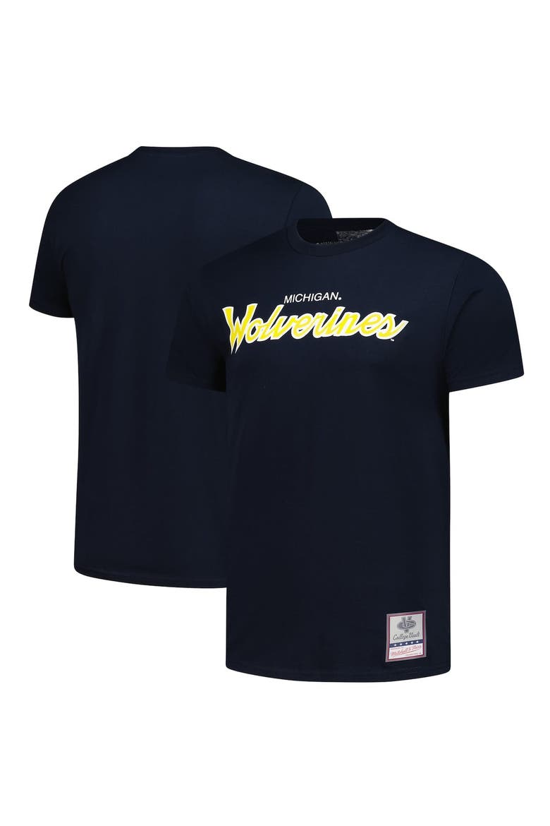 Men's Mitchell & Ness  Navy Michigan Wolverines Elite Script T-Shirt, Main, color, Navy