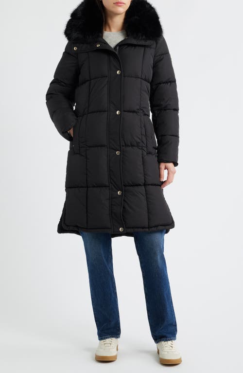 Michael Kors Faux Fur Trim Hooded Puffer Coat In Black