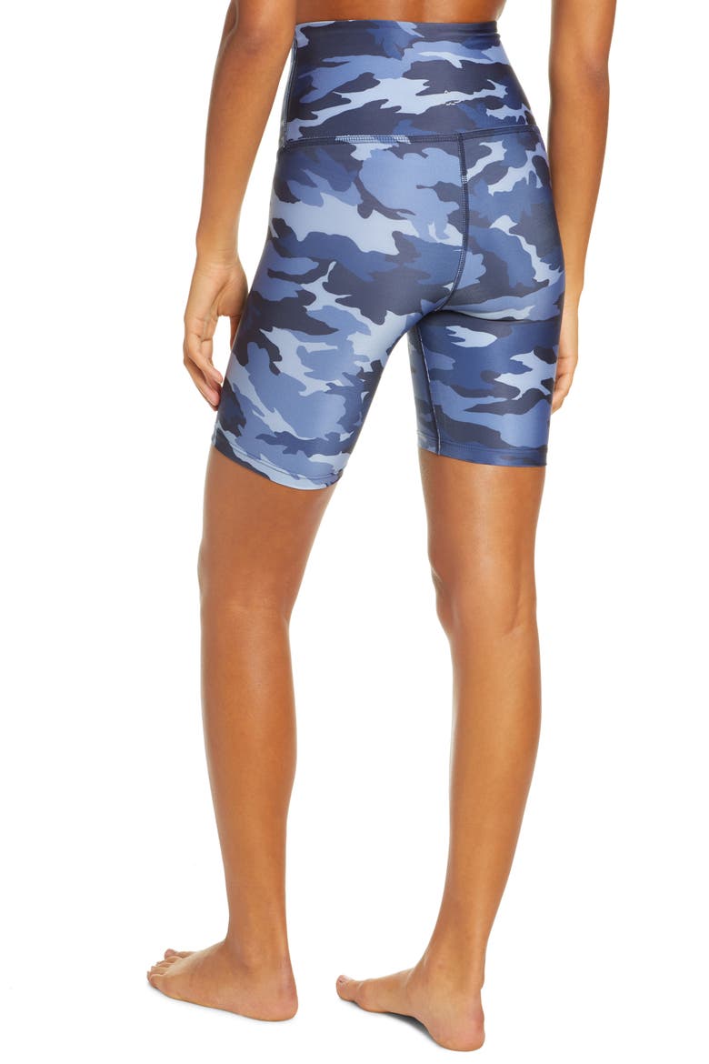 Lux Camo High Waist Biker Shorts, Alternate, color, BLUE CAMO