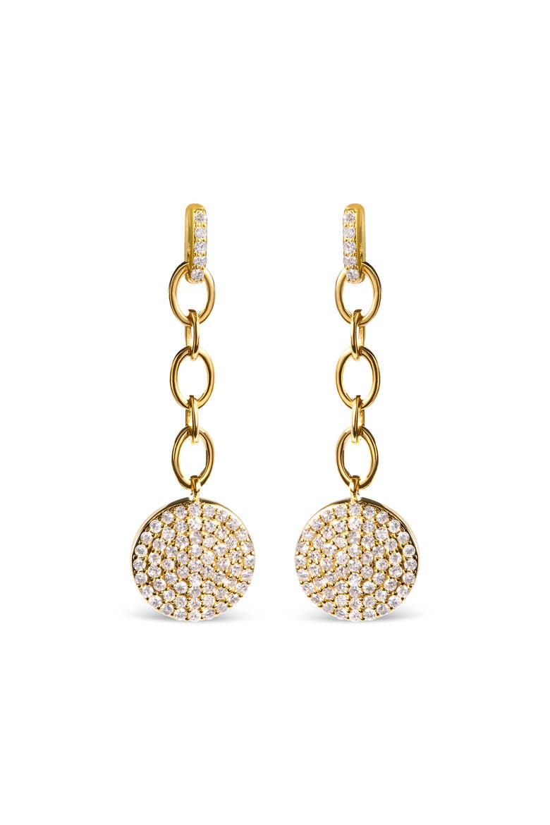 14K Yellow Gold 1.0 Ct Diamond Chain Cluster Dangle Chain Earrings, Main, color, Yellow
