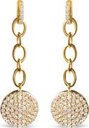 Haus of Brilliance 18K Yellow Gold Plated Silver 1.0 Ct Diamond Cluster Dangle Chain Earrings