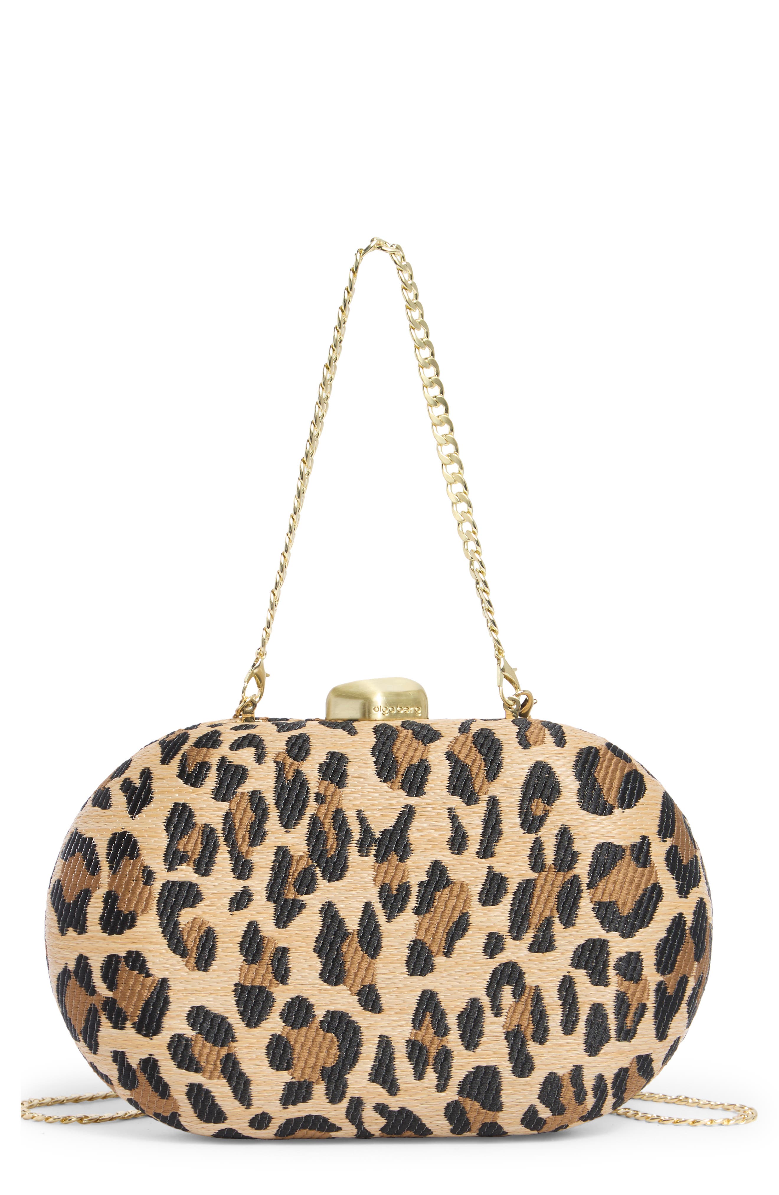 Giselle Woven Clutch, Main, color, LEOPARD