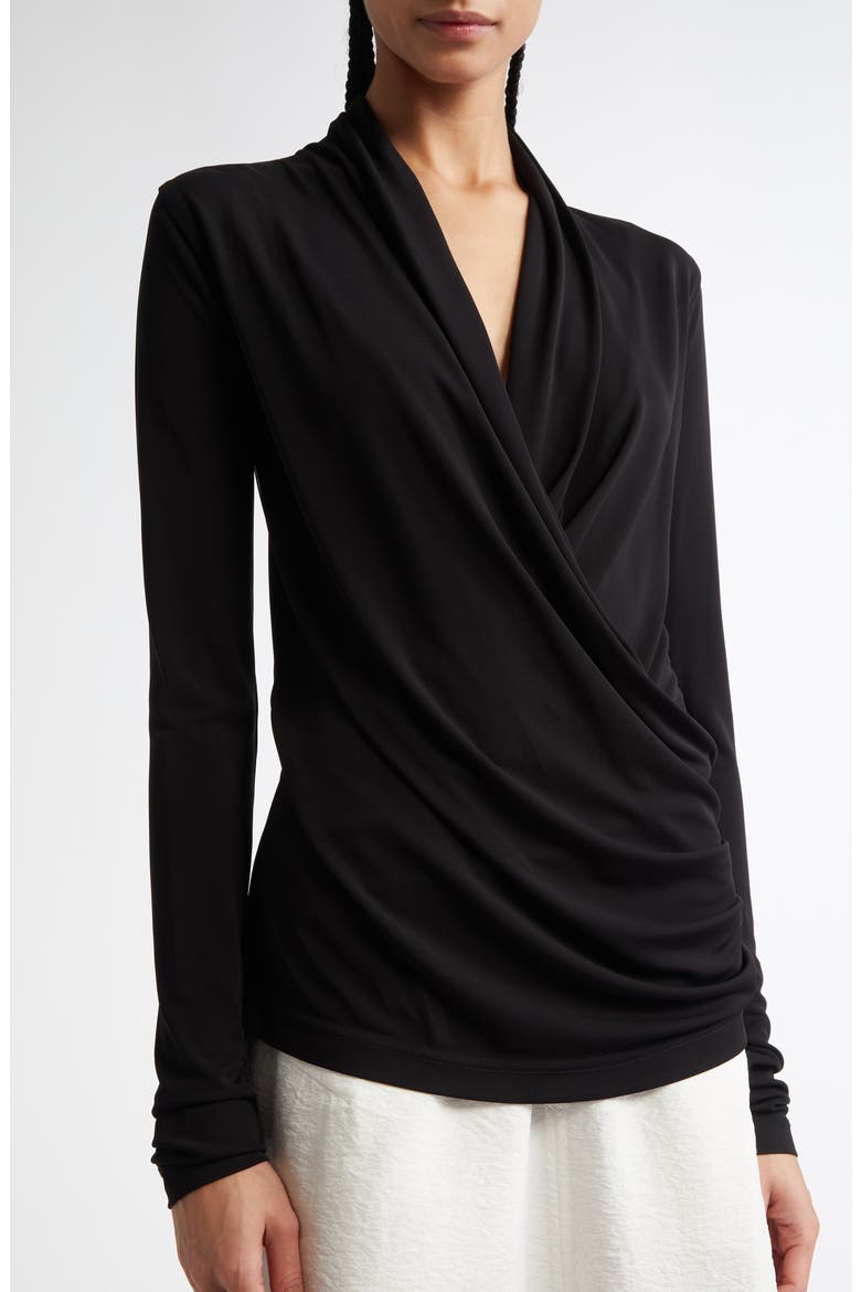 Draped Jersey Top, Alternate, color, BLACK