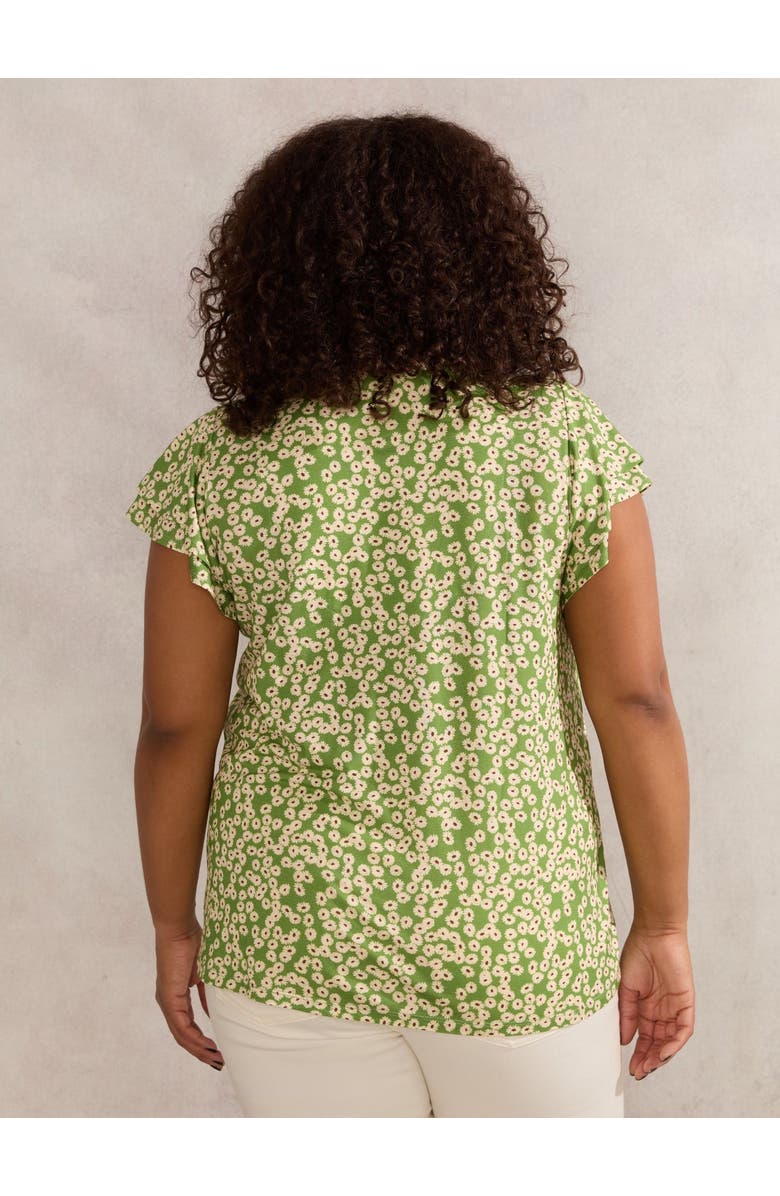 Live Unlimited Ditsy Jersey Flutter Sleeve Top, Alternate, color, Green