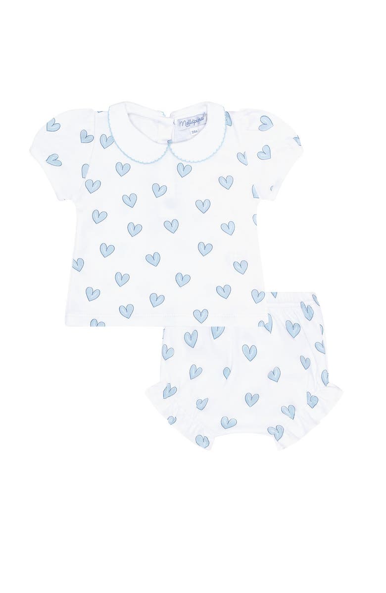 Nellapima Blue Heart Print Diaper Cover Set - Baby, Main, color, Blue