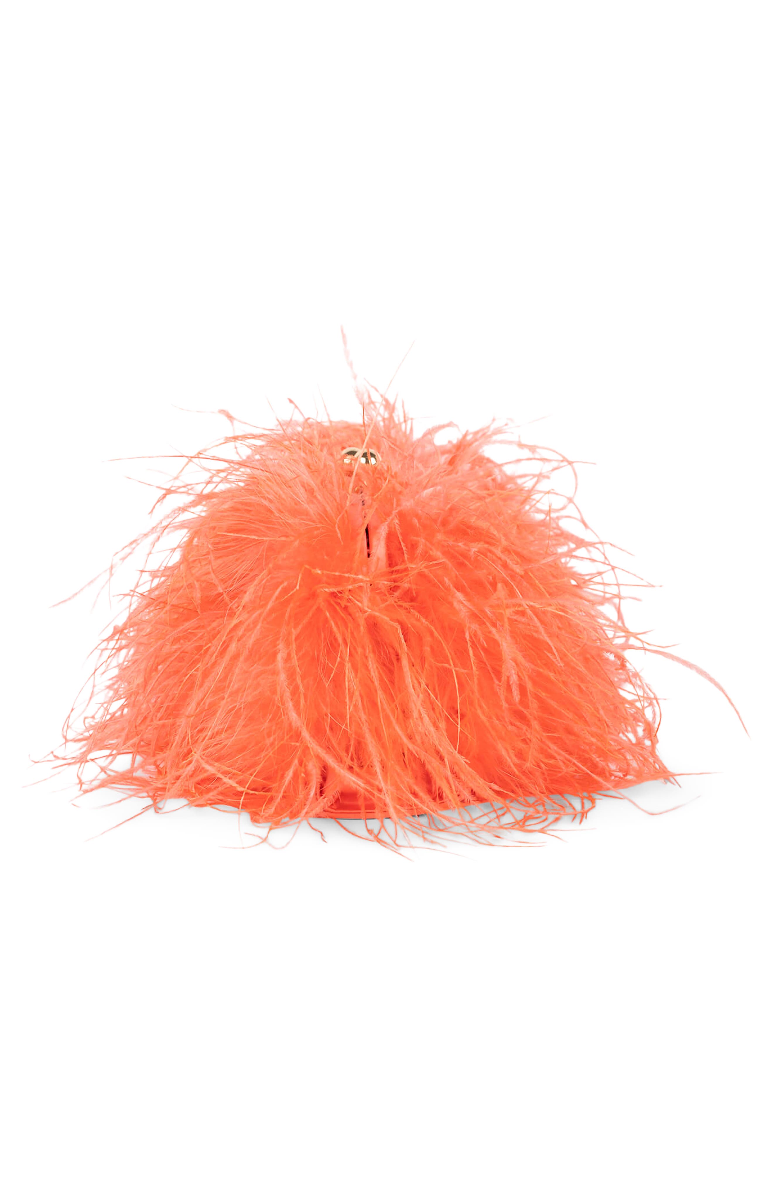 Jeffrey Campbell Animal Feather Clutch, Alternate, color, Coral Combo