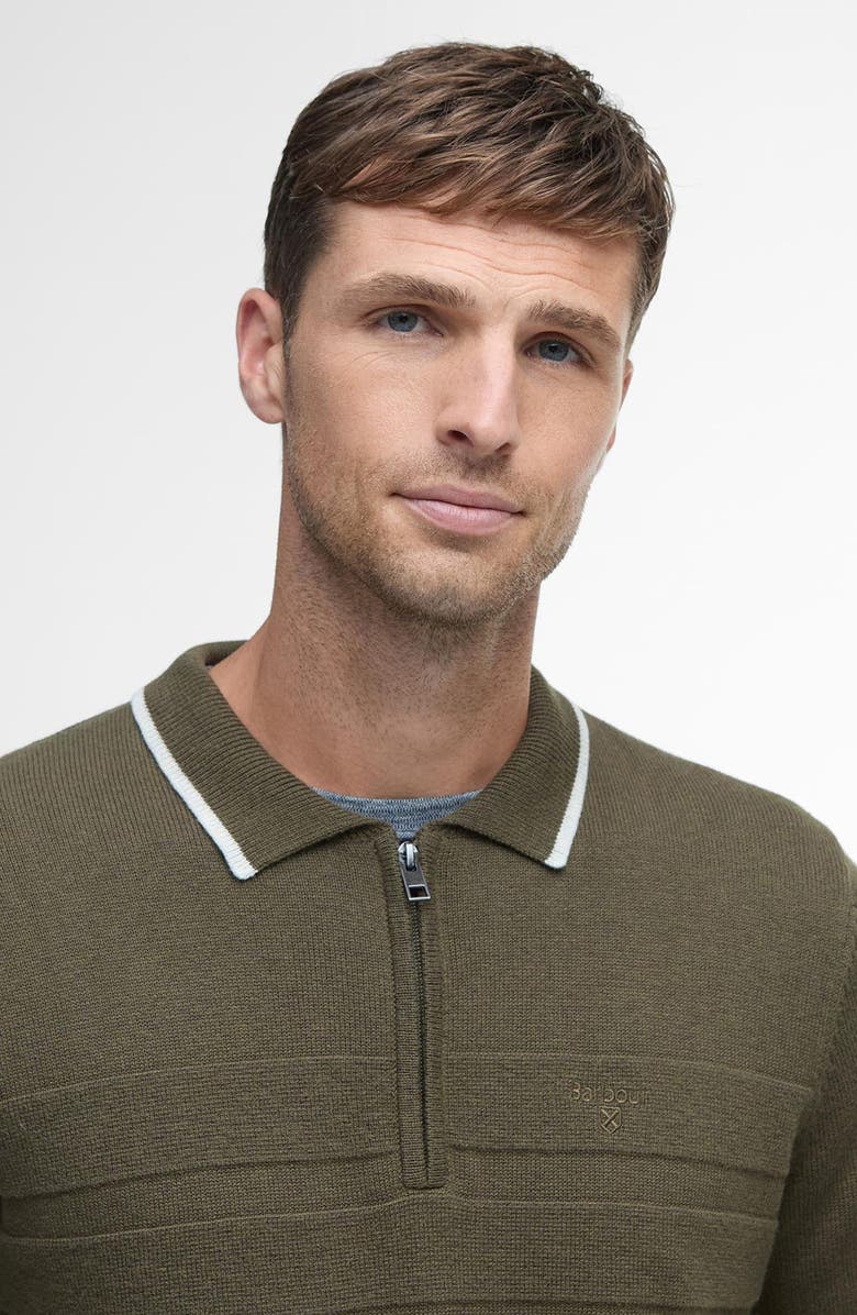 Barbour Fenhill Cotton & Wool Blend Long Sleeve Polo, Alternate, color, Mid Olive