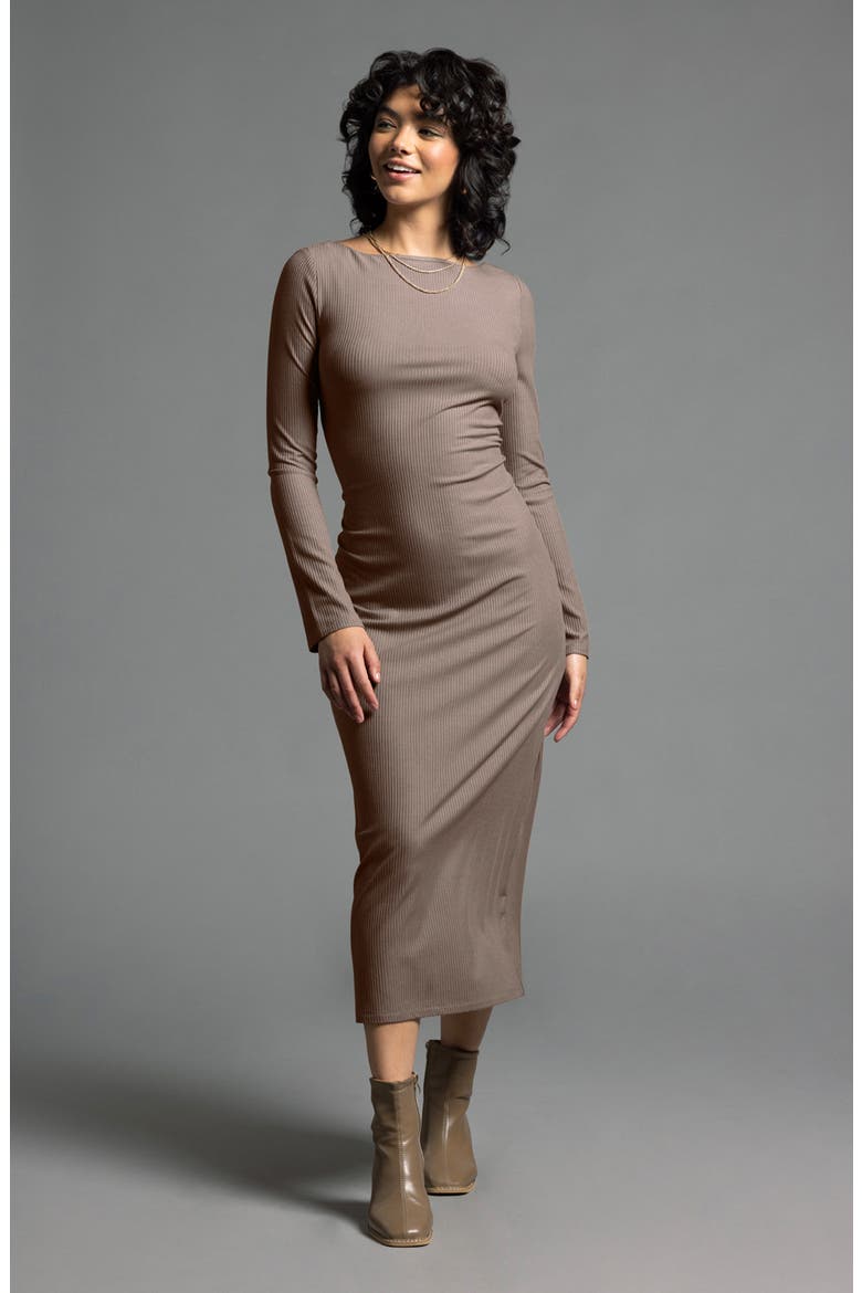Angelina Long Sleeve Rib Maxi Dress, Alternate, color, DARK LILAC