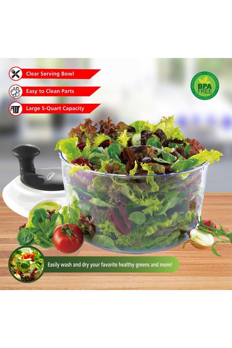 5 Quart Salad Spinner in Black with Serving Bowl, Alternate, color, Black