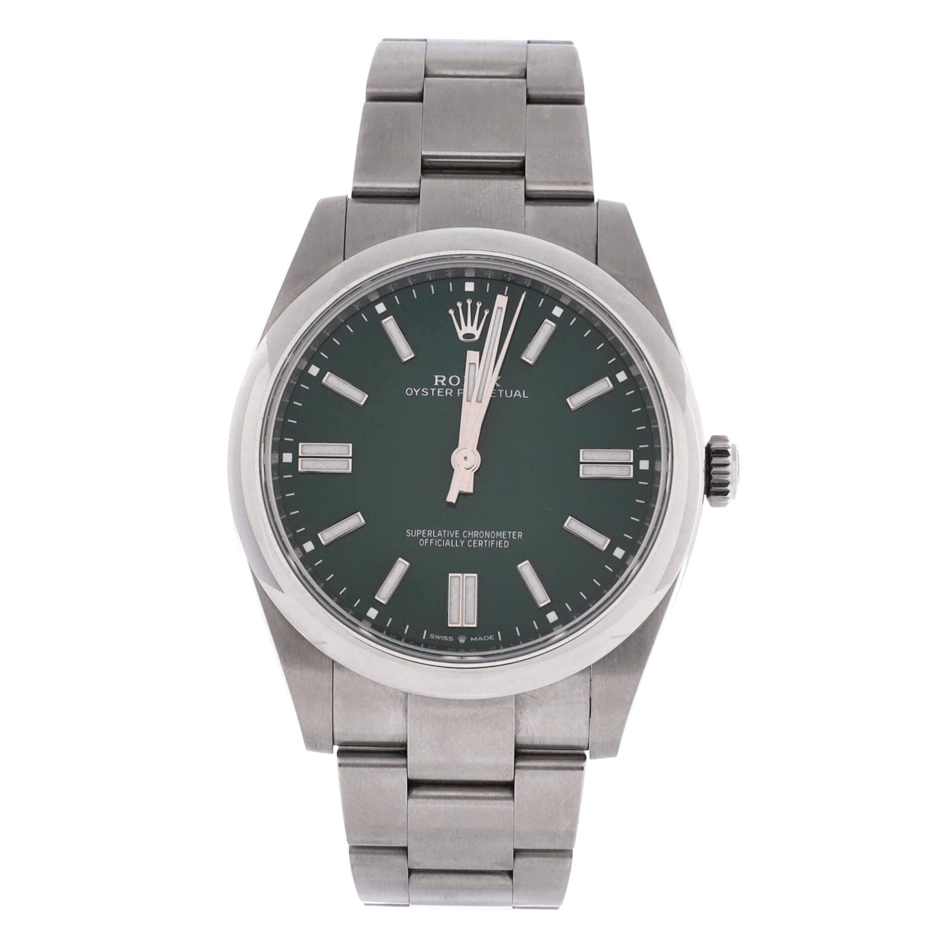 Oyster Perpetual Green Automatic Watch Stainless Steel 41, Main, color, Metallic Silver