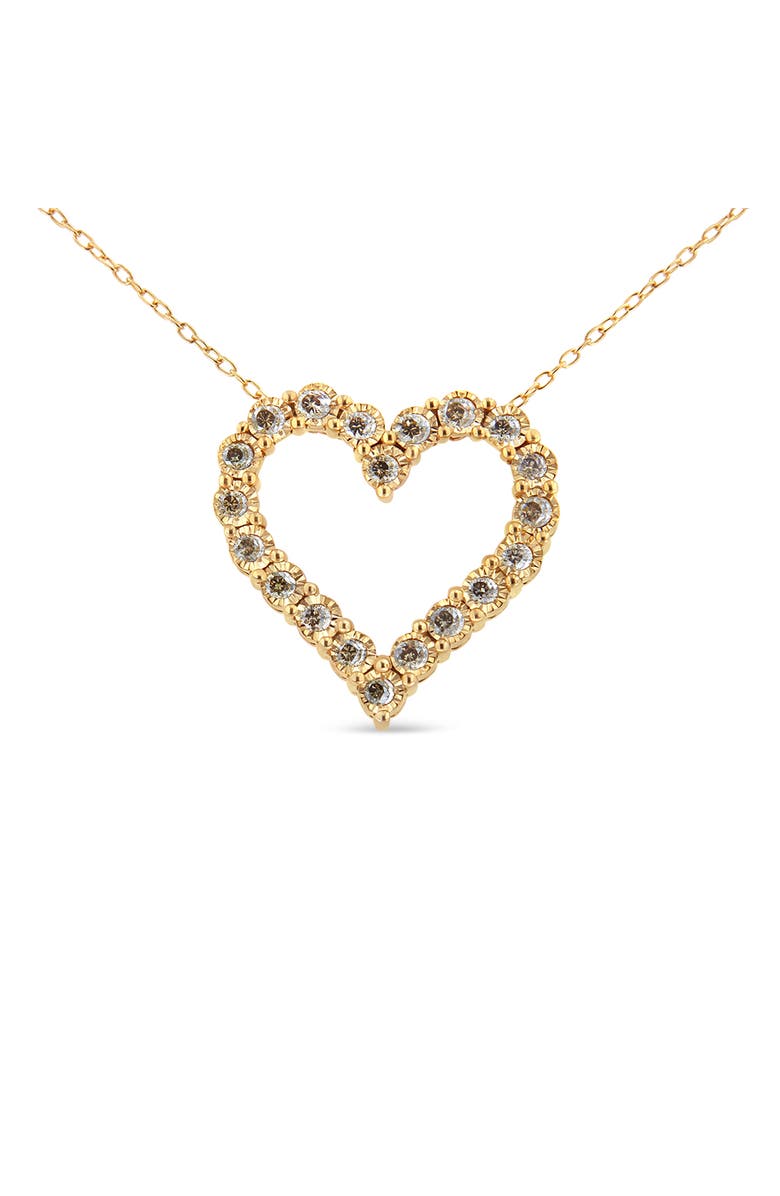 Haus of Brilliance 10K Yellow Gold over Silver 1/2 Cttw Champagne Diamond Heart Pendant Necklace, Alternate, color, Yellow