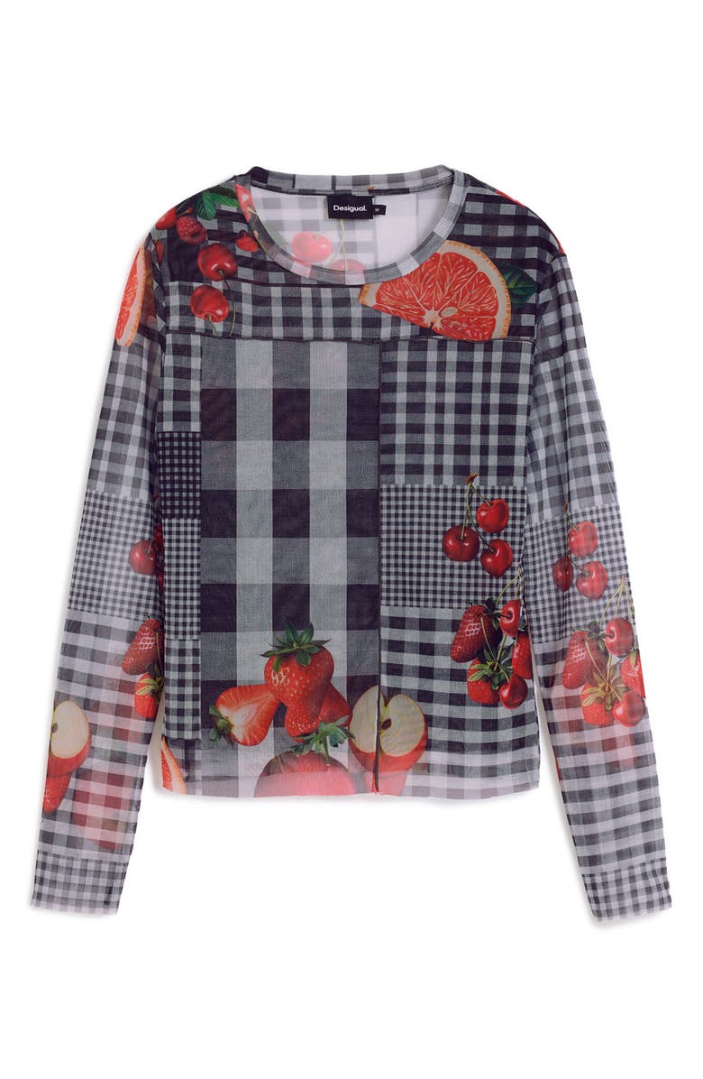 Desigual Print Long Sleeve T-Shirt, Alternate, color, Black