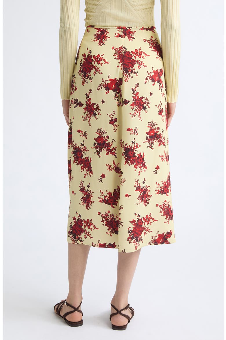 Floral Print Fluid Satin Midi Skirt, Alternate, color, RUBY YELLOW