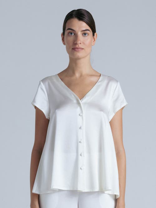 Alas Silk Short Sleeve Shirt In White
