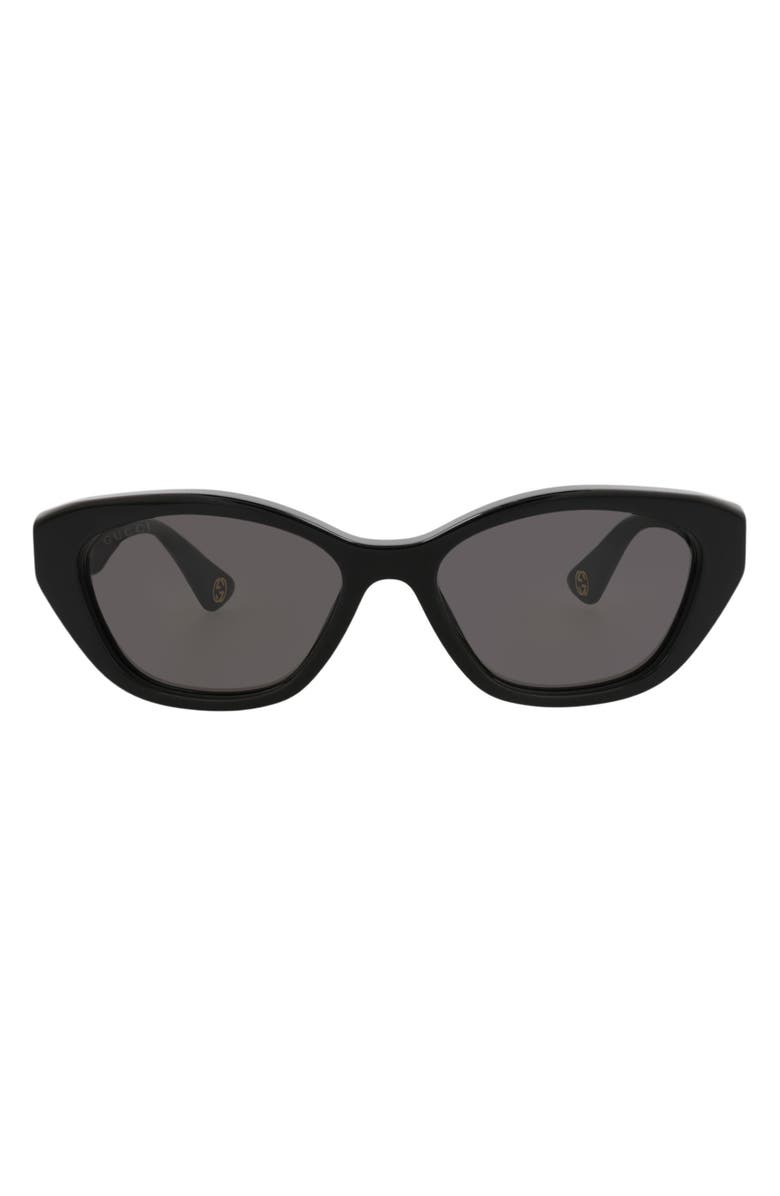 Gucci 54mm Cat Eye Sunglasses, Main, color, Black Black Grey