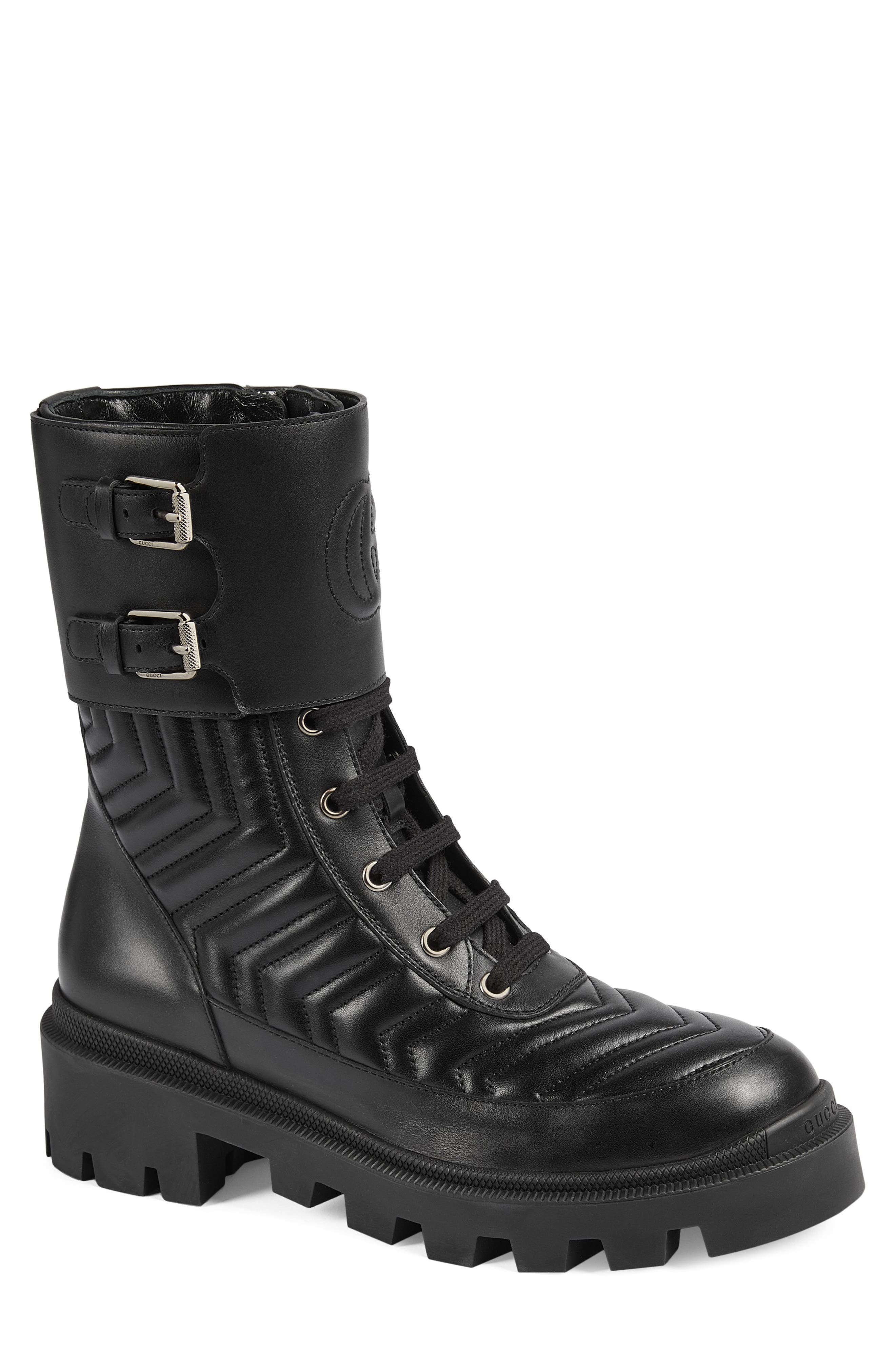 Gucci Frances GG Matelassé Platform Combat Boot, Main, color, 
