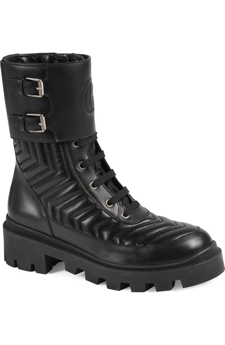 Gucci Frances GG Matelassé Platform Combat Boot, Main, color,