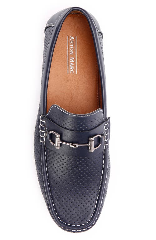 Aston Marc Perforated Bit Loafer In Navy