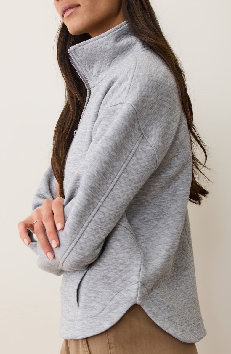 Marine Layer Corbet Quilted Half-Zip Sweatshirt, Alternate, color, Heather Grey