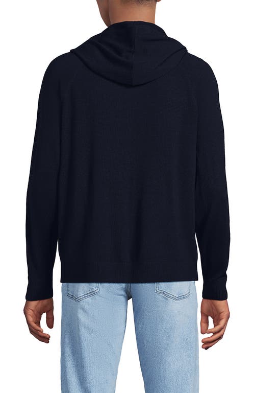 Lands' End Long Sleeve Washable Merino Pullover Hoodie In Black