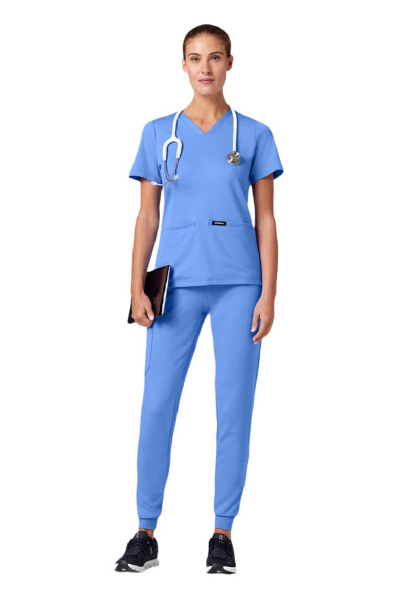 Rubi Women's 6-Pocket Slim Knit Scrub Jogger, Main, color, Ceil Blue