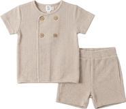 Mr. Mr. Seersucker Wrap Short Sleeve Top and Shorts Set