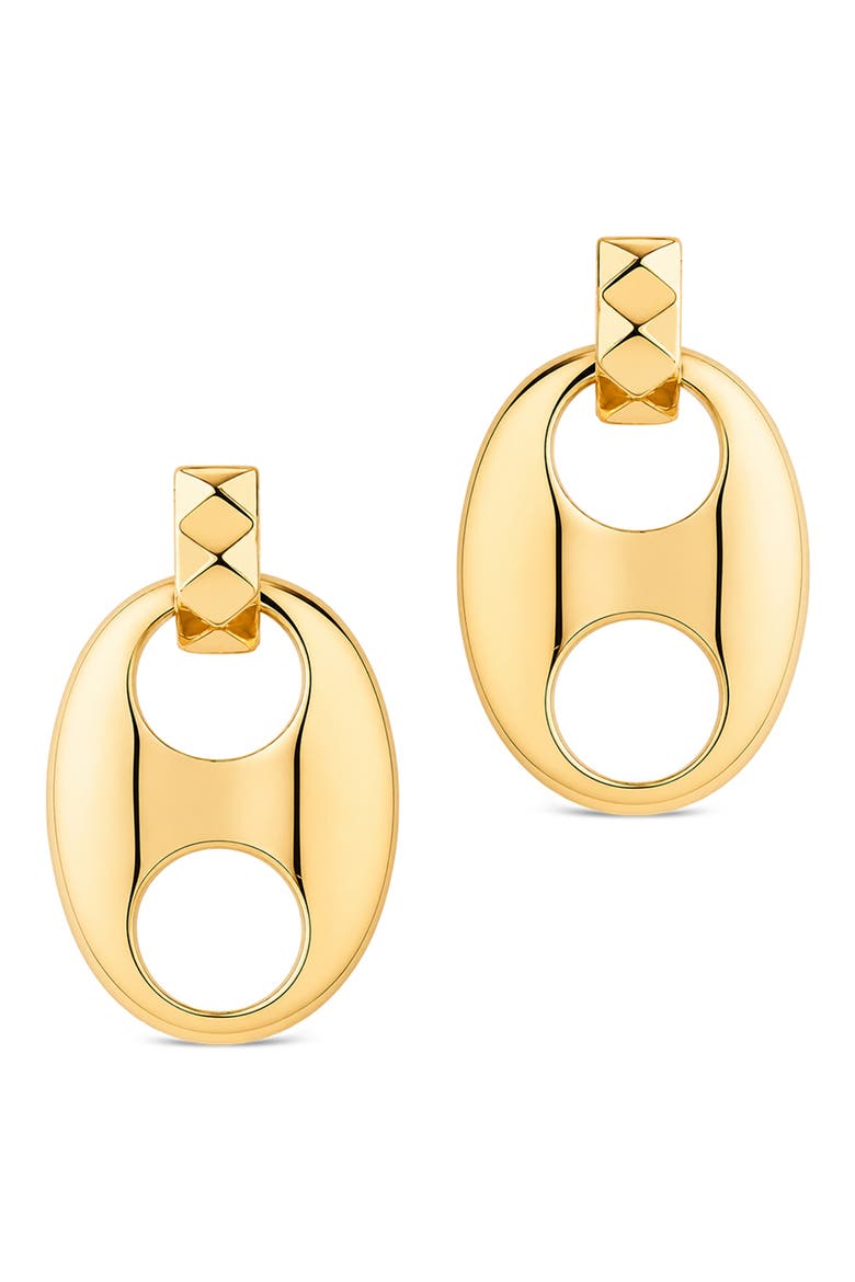 Modern Disc Drop Earrings, Alternate, color, GOLD