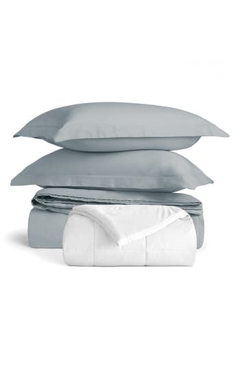 Homespun Vintage Washed Cotton Duvet Cover & Sham Set In Blue