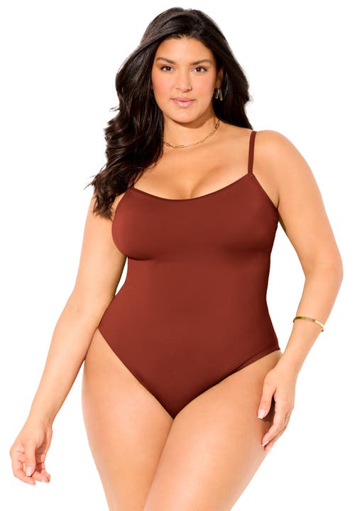 Swimsuits For All Tank One Piece Swimsuit In Brown