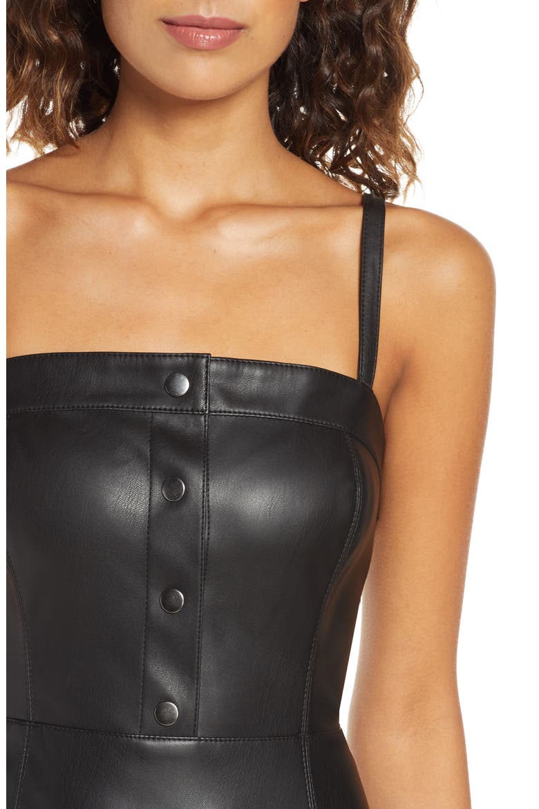 BB Dakota Nice & Cool Faux Leather Minidress, Alternate, color, BLACK
