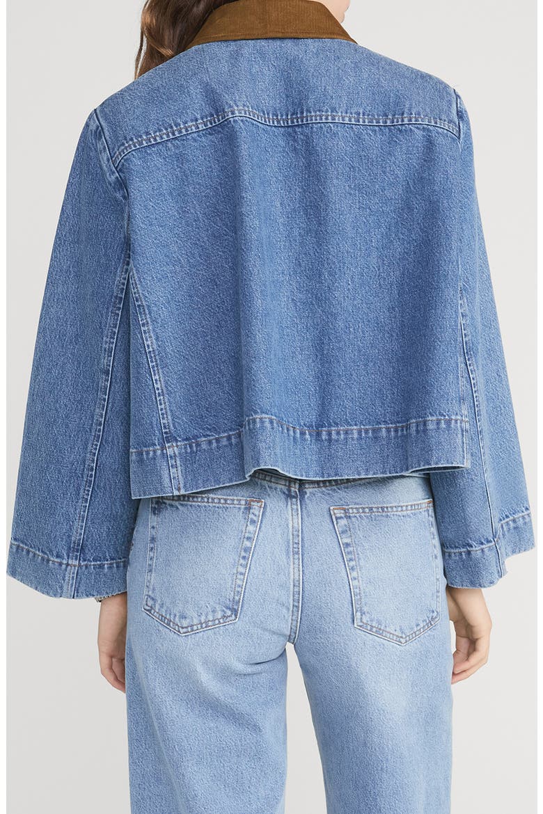 The Crop Denim Swing Jacket, Alternate, color, SONIC