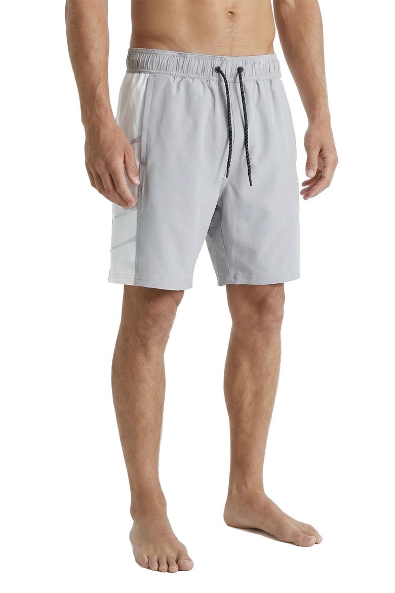 Colorblock Graphic Volley Swim Trunks, Alternate, color, ALLOY