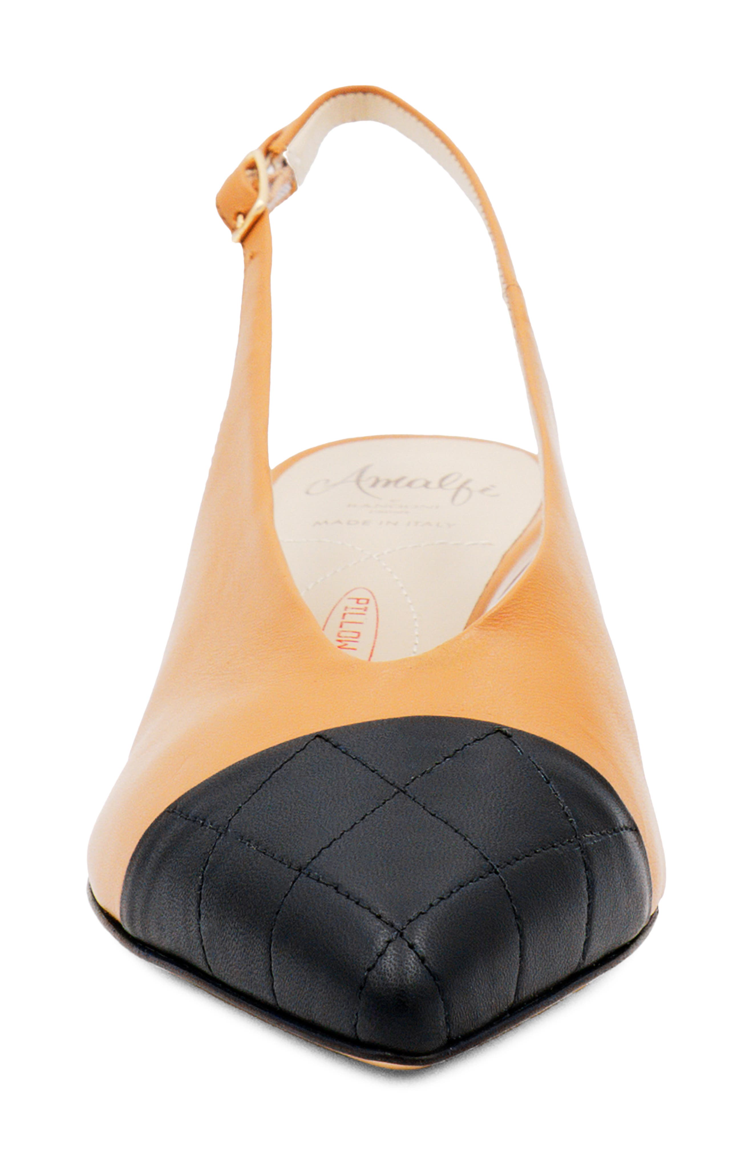 Accento Slingback Pointed Cap Toe Kitten Heel Pump, Alternate, color, NATUR CASHMERE/BLACK PARMASOFT
