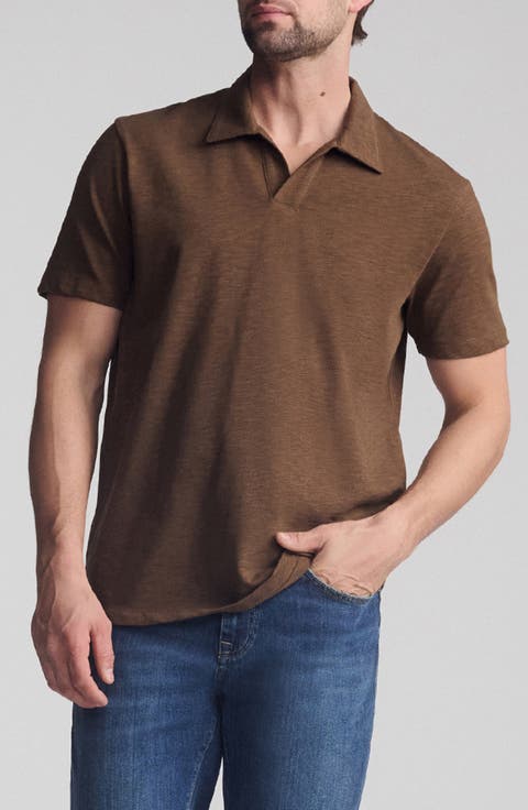 Solid Cotton Johnny Collar Polo