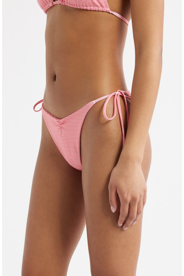 Belle Stripe Bikini Bottoms, Alternate, color, PINK STRIPE