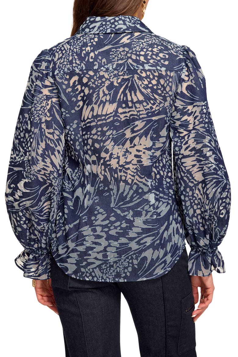 Joy Burnout Button-Up Shirt, Alternate, color, NAVY BURNOUT