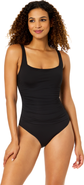 Anne Cole Women's Live In Color Solid Hidden Underwire Classic Square Neck Shirred One Piece Swimsuit